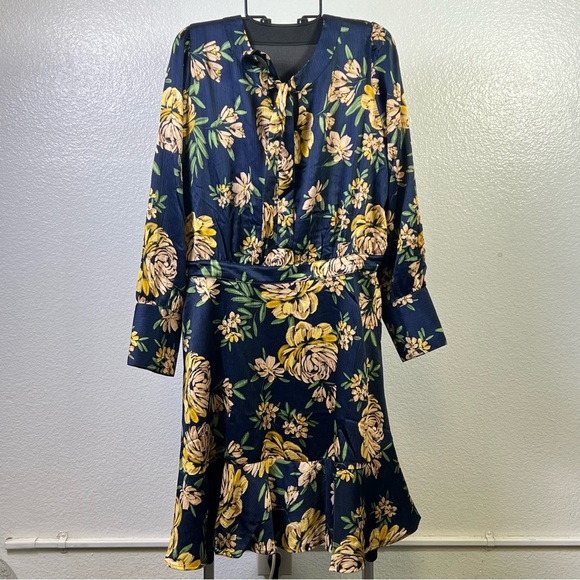 Jessica Simpson Blue A-line Long Sleeve Wrap Dress - Picture 1 of 9